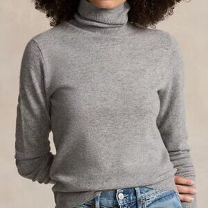 Lauren Ralph Lauren Gray Silk Cashmere Blend Turtleneck Sweater | Size M Petite